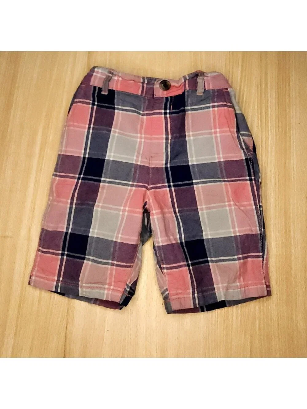 The Children's Place Toddler Boys Pink Blue Plaid Shorts 5T